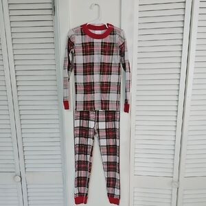Hanna Andersson Kids Plaid Pajama Set with Red Trim